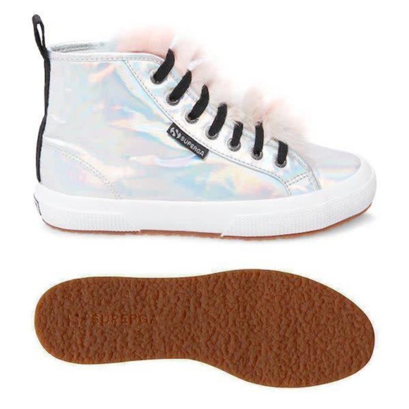 Superga Shoes - Superga Jocelyn High Top Shoes Iridescent Silver